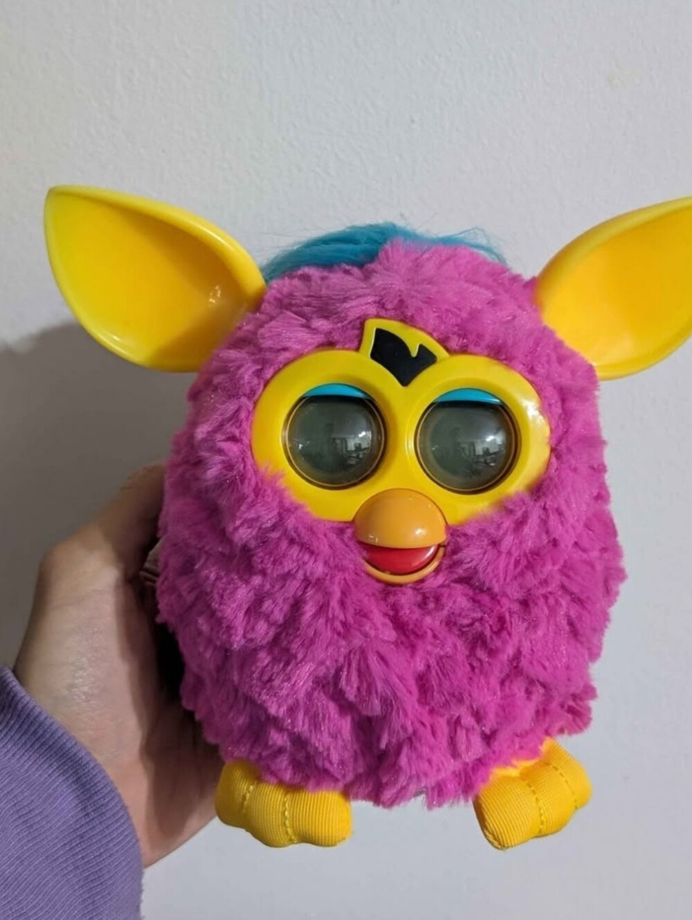Soft Furry Furby Boom Hasbro 2012 Blue Pink Yellow